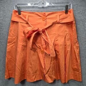 Theory Orange Belted A Line Pleated Skirt Size 6
